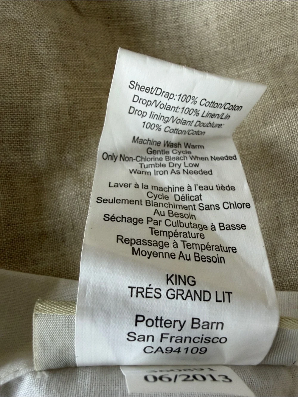 Pottery Barn Neutral Linen-Cotton king bed skirt